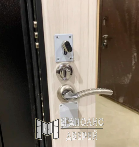 Входная дверь Стальной стандарт S1 (муар зеркало) Белый дуб