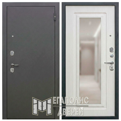 Входная дверь 6 см Серебро Зеркало